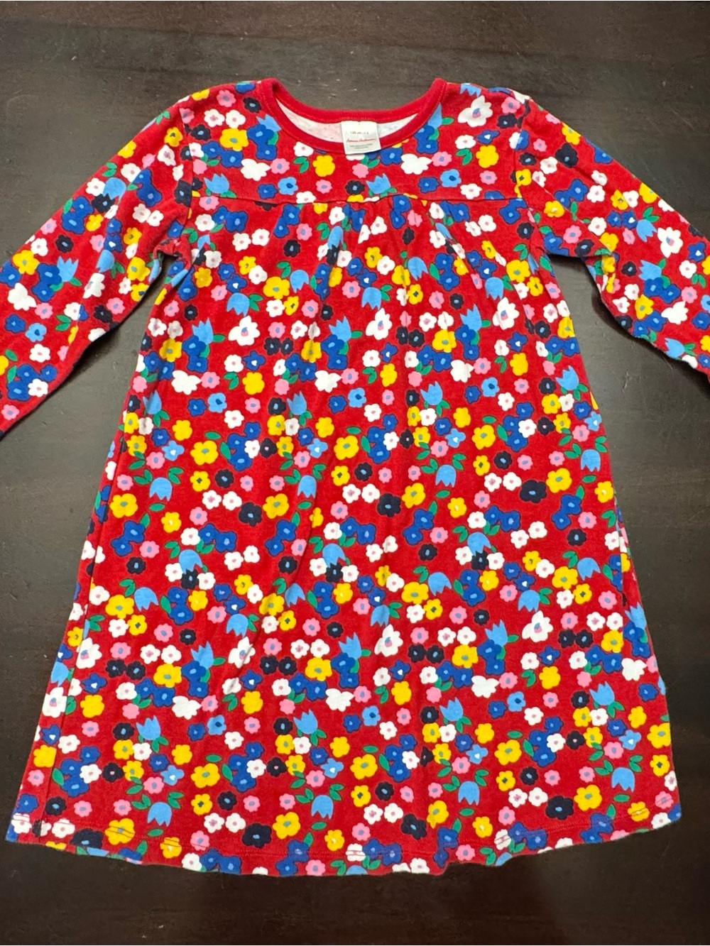 Hanna Andersson Girls 8 Red Floral Organic Cotton Long Sleeve Dress - Picture 4 of 11